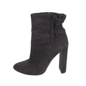 $1140 Christian Dior Gray Charcoal Suede Ruched Pleated Ankle Boots 35 / 5